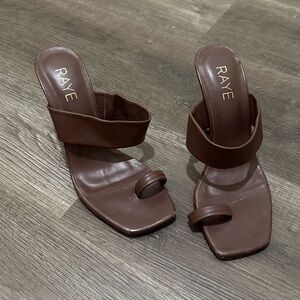 RAYE Chocolate Brown Heeled Sandals